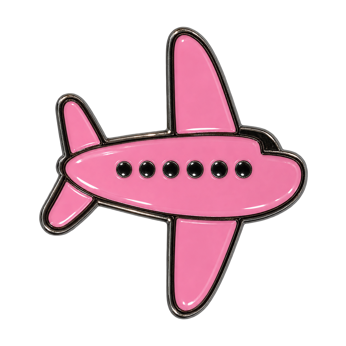 Pink Cartoon Airplane Metal Sticker