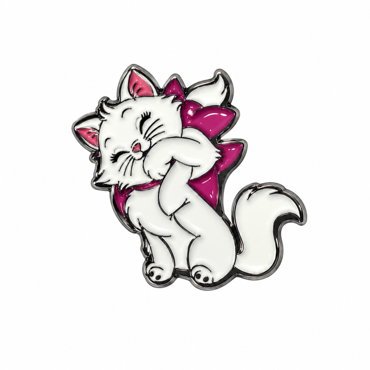 White Marie Cat Metal Sticker
