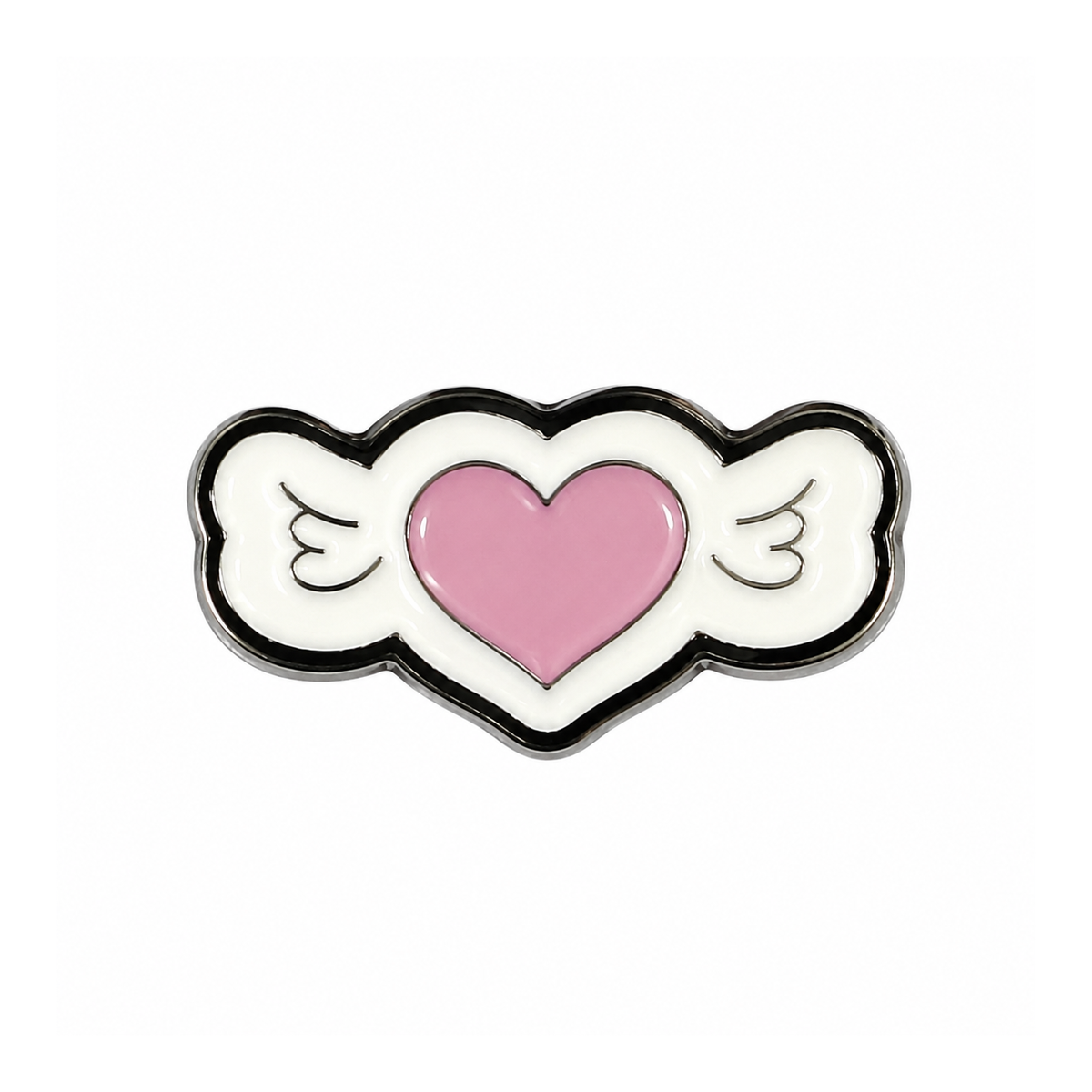 Winged Pink Heart Metal Sticker - SKU MS-034