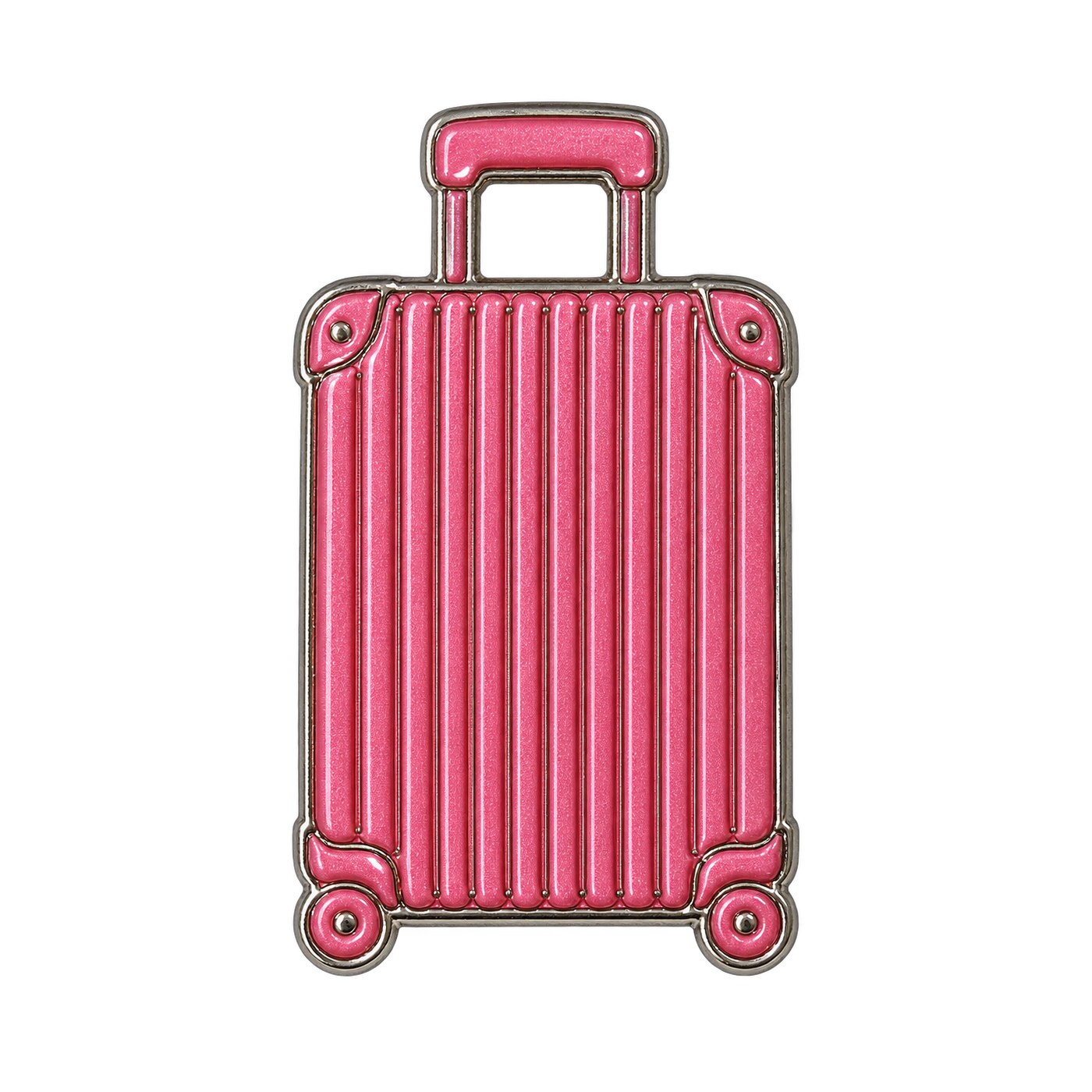 Pink Ribbed Suitcase Metal Sticker - SKU MS-052