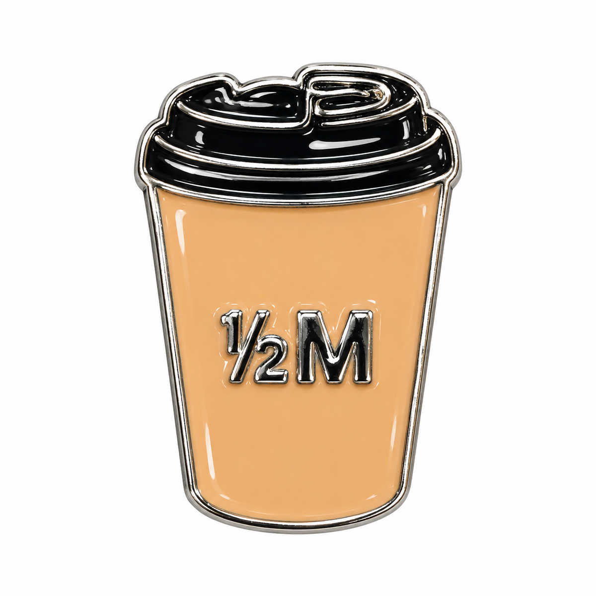 Peach Takeaway Coffee Cup Metal Sticker on a white background