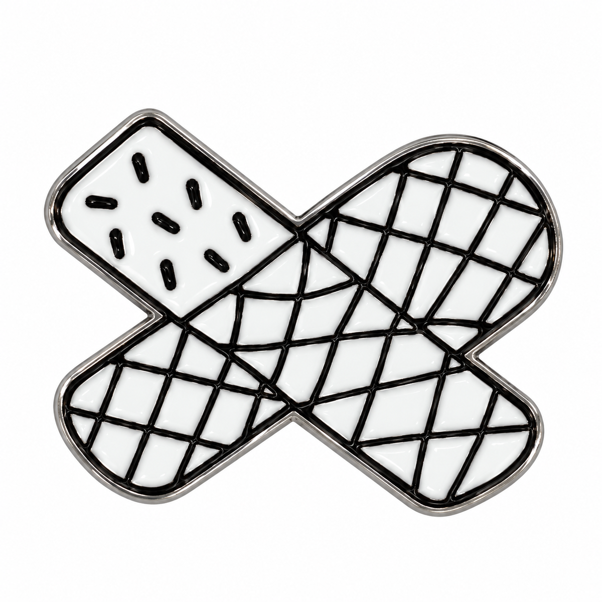 Crossed White Bandages Metal Sticker on a white background