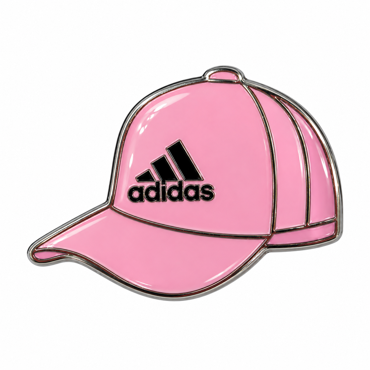 Pink Adidas Cap Metal Sticker on a white background