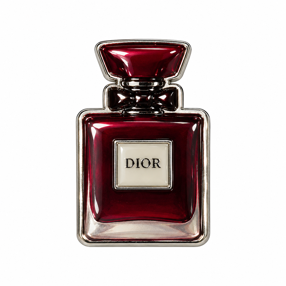 Burgundy Dior Perfume Bottle Metal Sticker on a white background