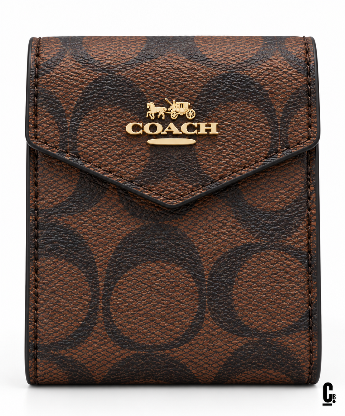 Loop Signature Wallet – Brown – flap and texture detail studio view