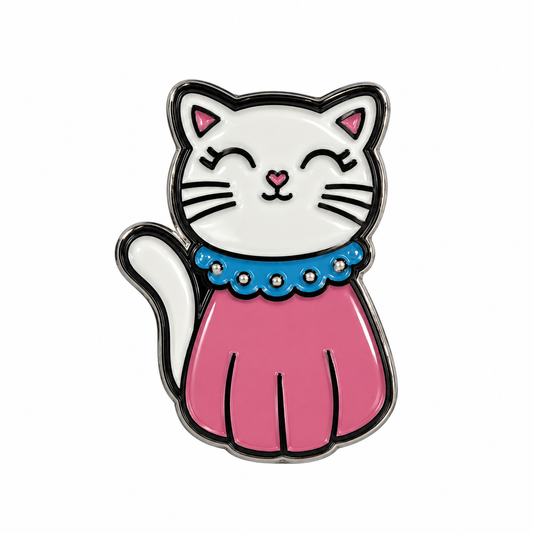 Pink Cat - Blue Collar Metal Sticker