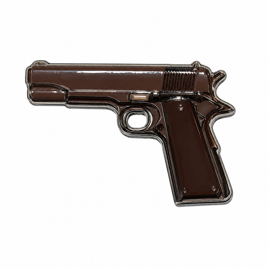 Silver and Brown Pistol Metal Sticker