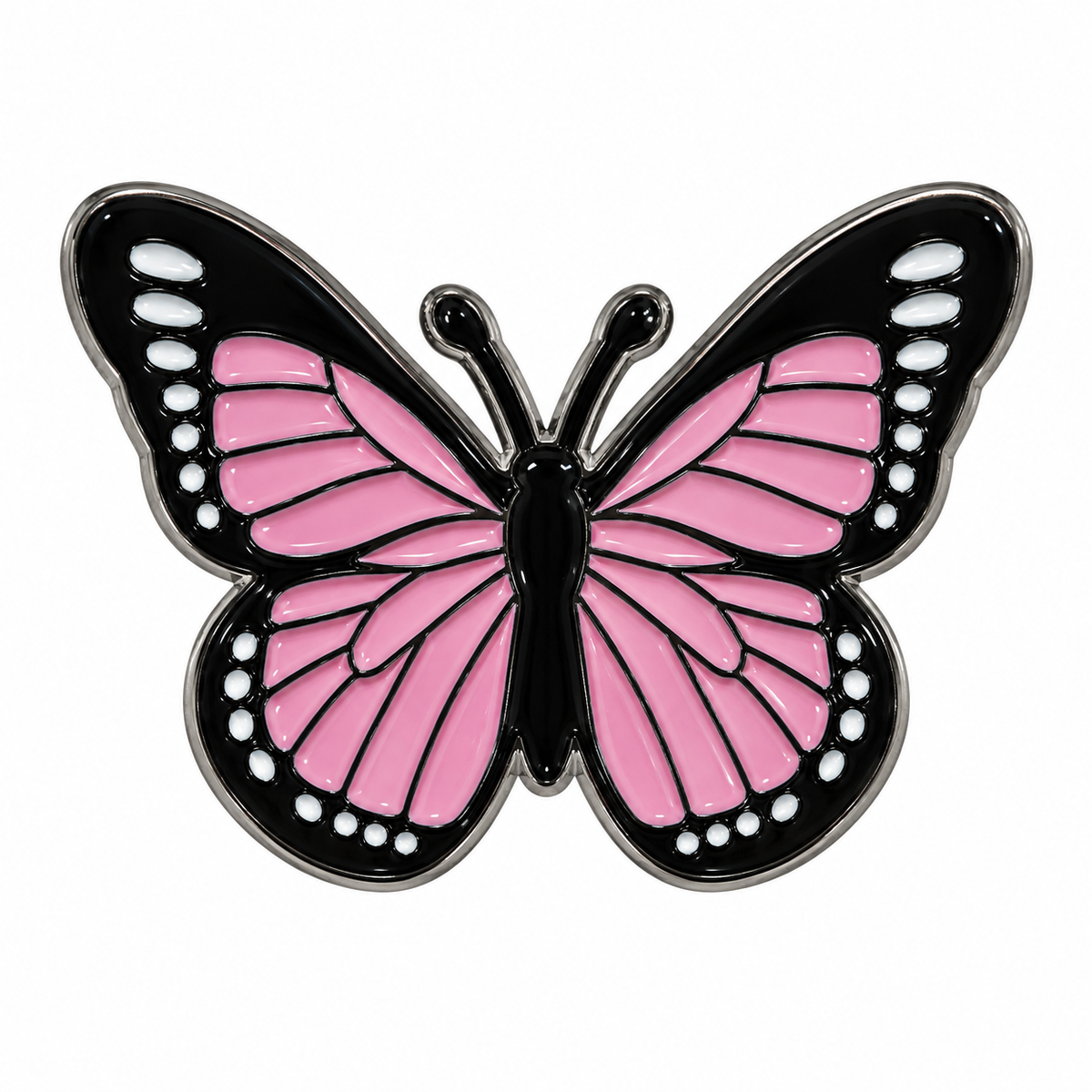 Pink and Black Butterfly Metal Sticker