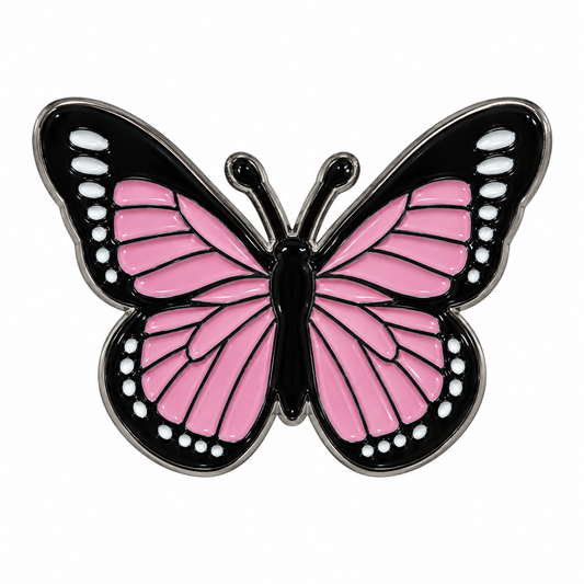 Pink and Black Butterfly Metal Sticker