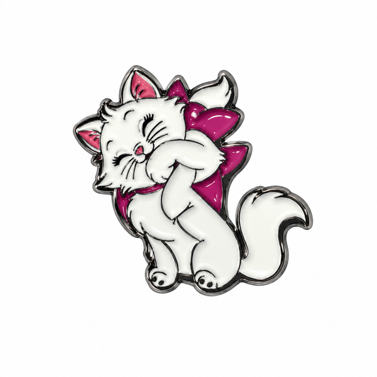 White Marie Cat Metal Sticker