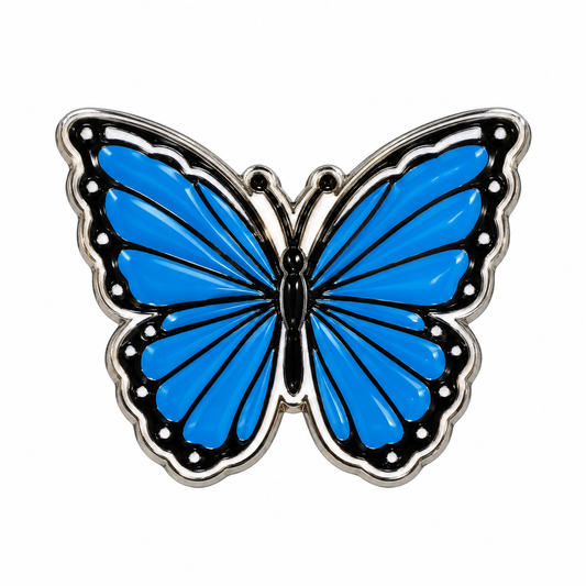 Blue Butterfly Metal Sticker