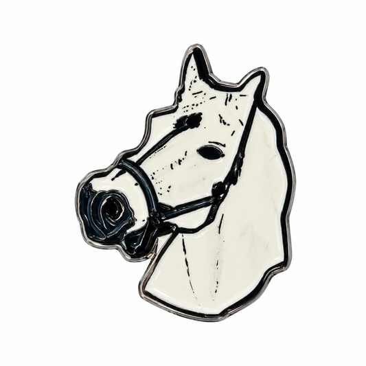 White Horse Head Metal Sticker