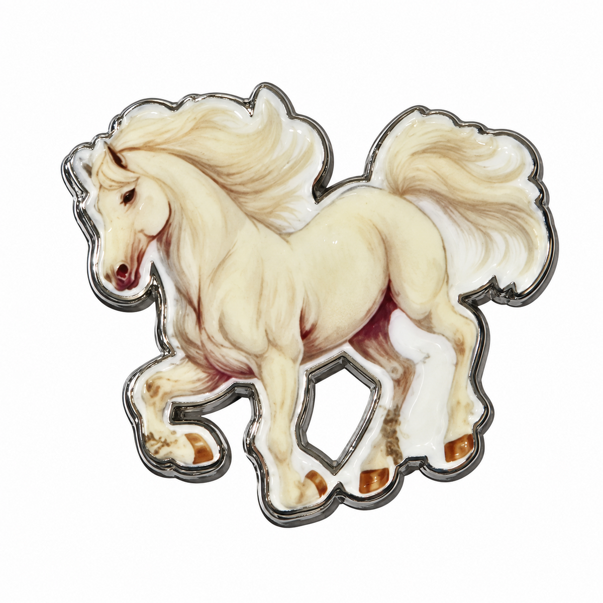 White Running Horse Metal Sticker