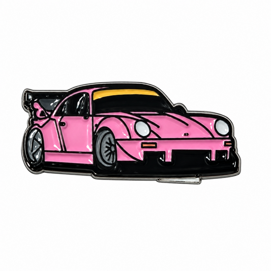 Pink Low Sports Car Metal Sticker