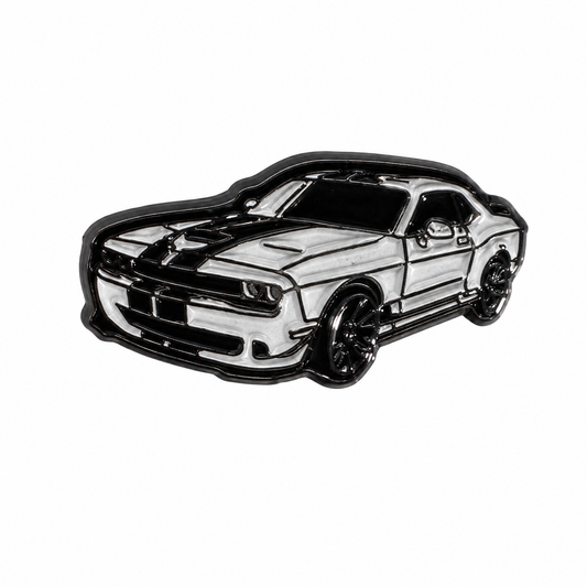 White Sports Car Metal Sticker