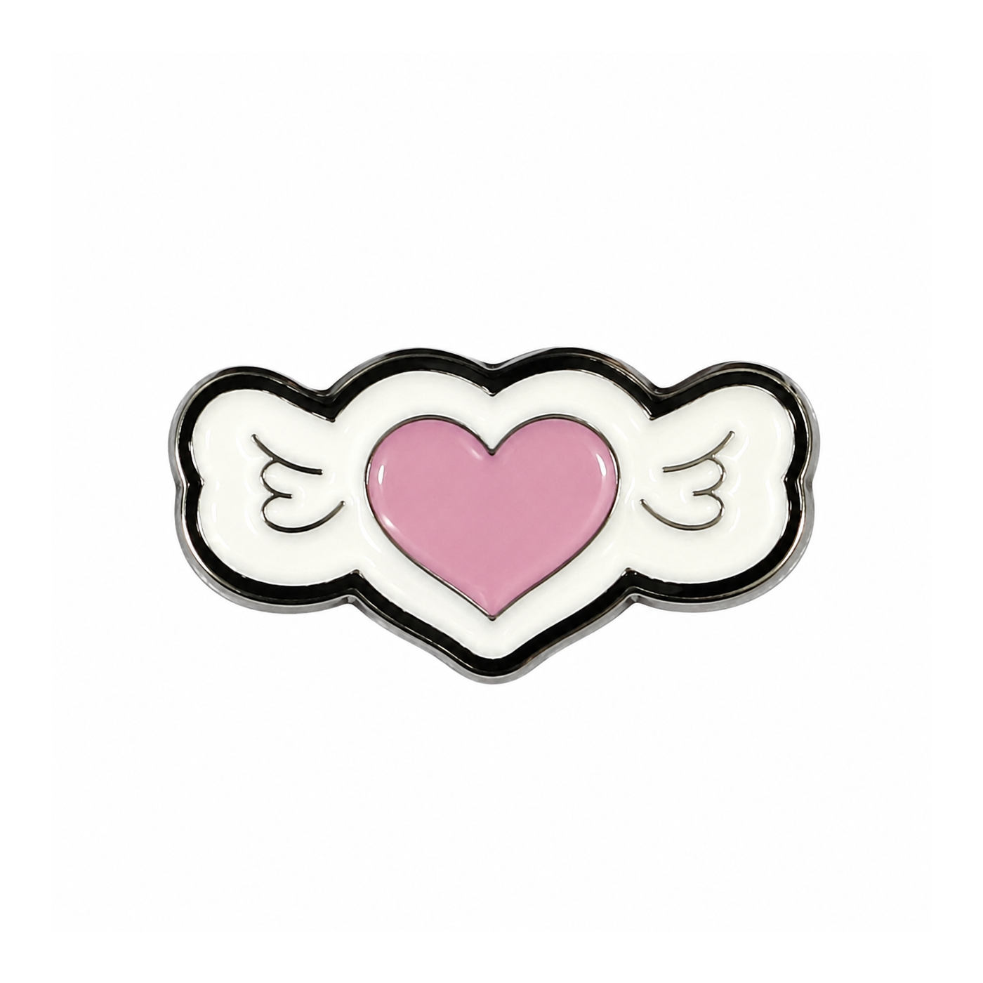 Winged Pink Heart Metal Sticker - SKU MS-034