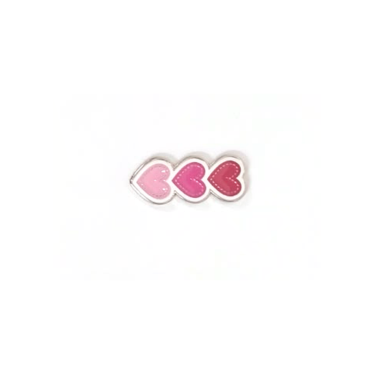 Three Pink Hearts Metal Sticker - SKU MS-036