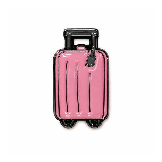 Pink Roller Suitcase Metal Sticker - SKU MS-046