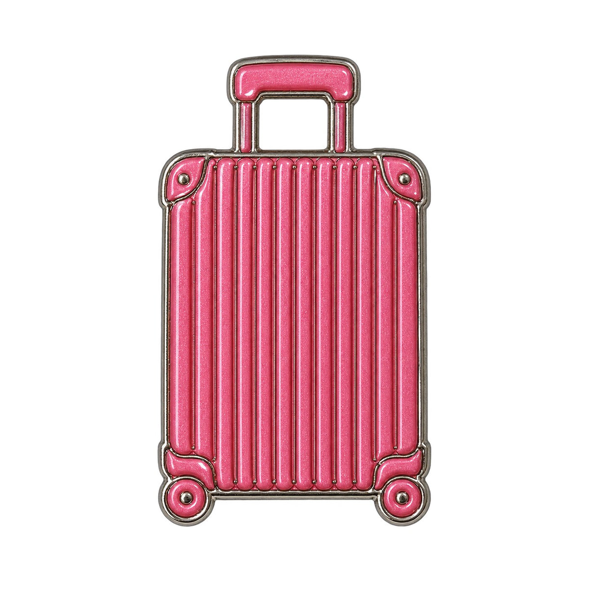 Pink Ribbed Suitcase Metal Sticker - SKU MS-052