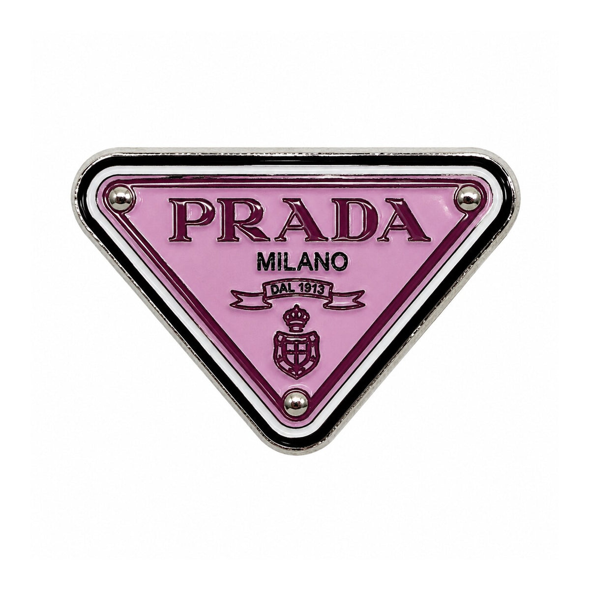Prada Pink Triangle Metal Sticker - SKU MS-065