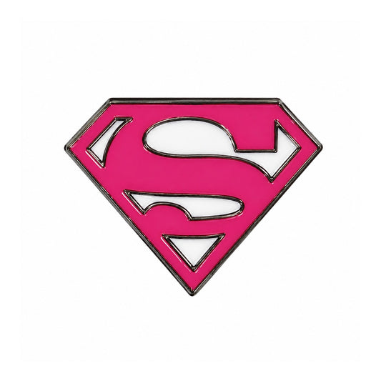 Pink Superman Emblem Metal Sticker - SKU MS-073