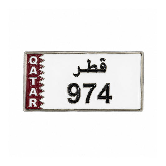 Qatar 974 Number Plate Metal Sticker - SKU MS-083