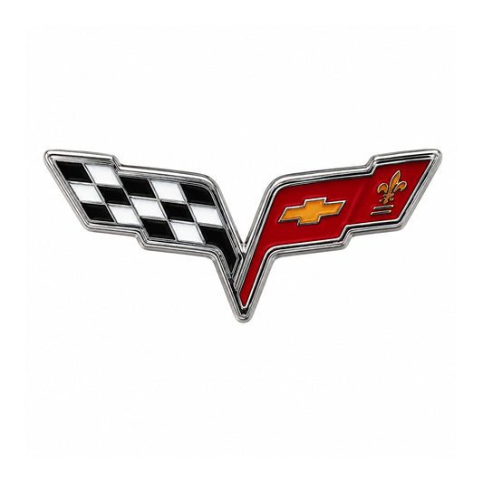 Corvette Crossed Flags Metal Sticker - SKU MS-107