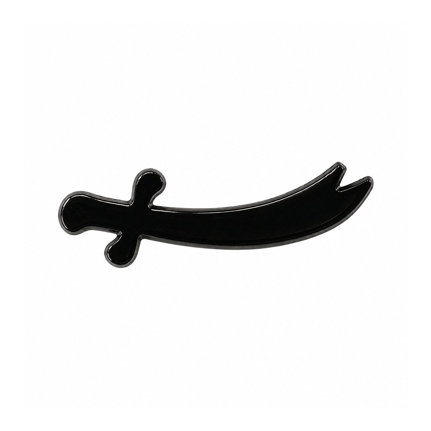Black Curved Sword Metal Sticker - SKU MS-109