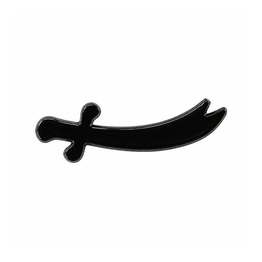 Black Curved Sword Metal Sticker - SKU MS-109