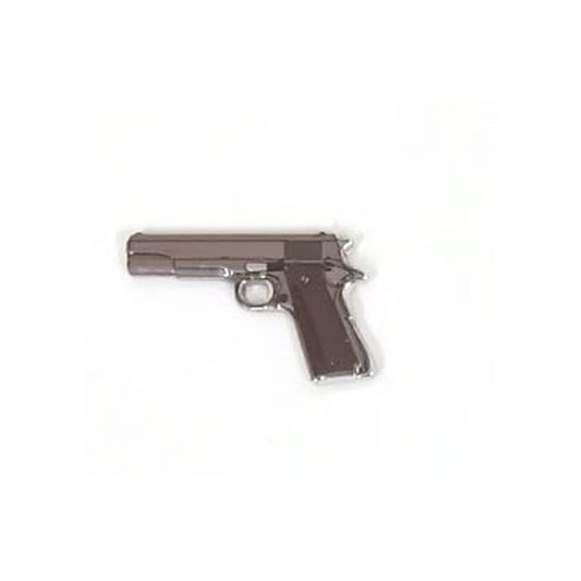 Silver and Brown Pistol Metal Sticker - SKU MS-132