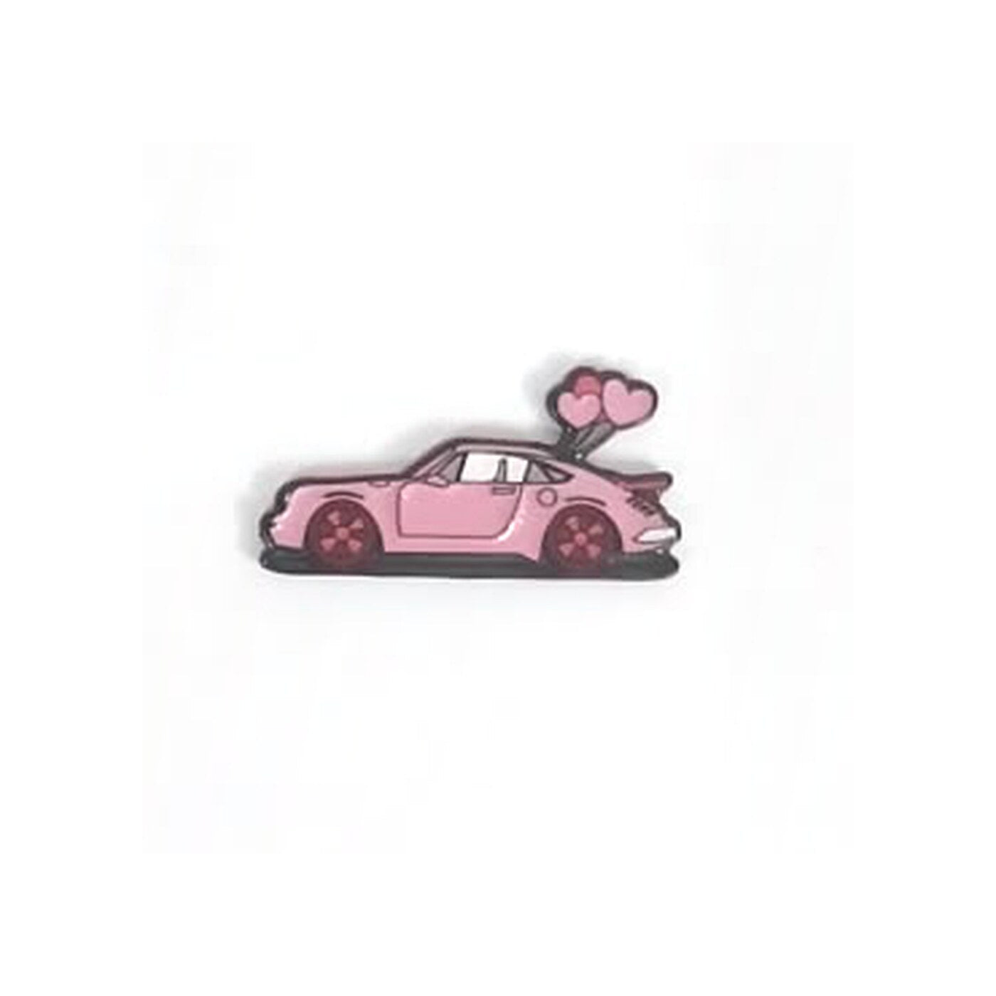 Pink Sports Car with Hearts Metal Sticker - SKU MS-136