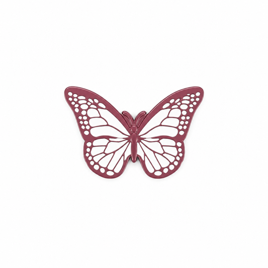 Burgundy and White Butterfly Metal Sticker - SKU MS-150