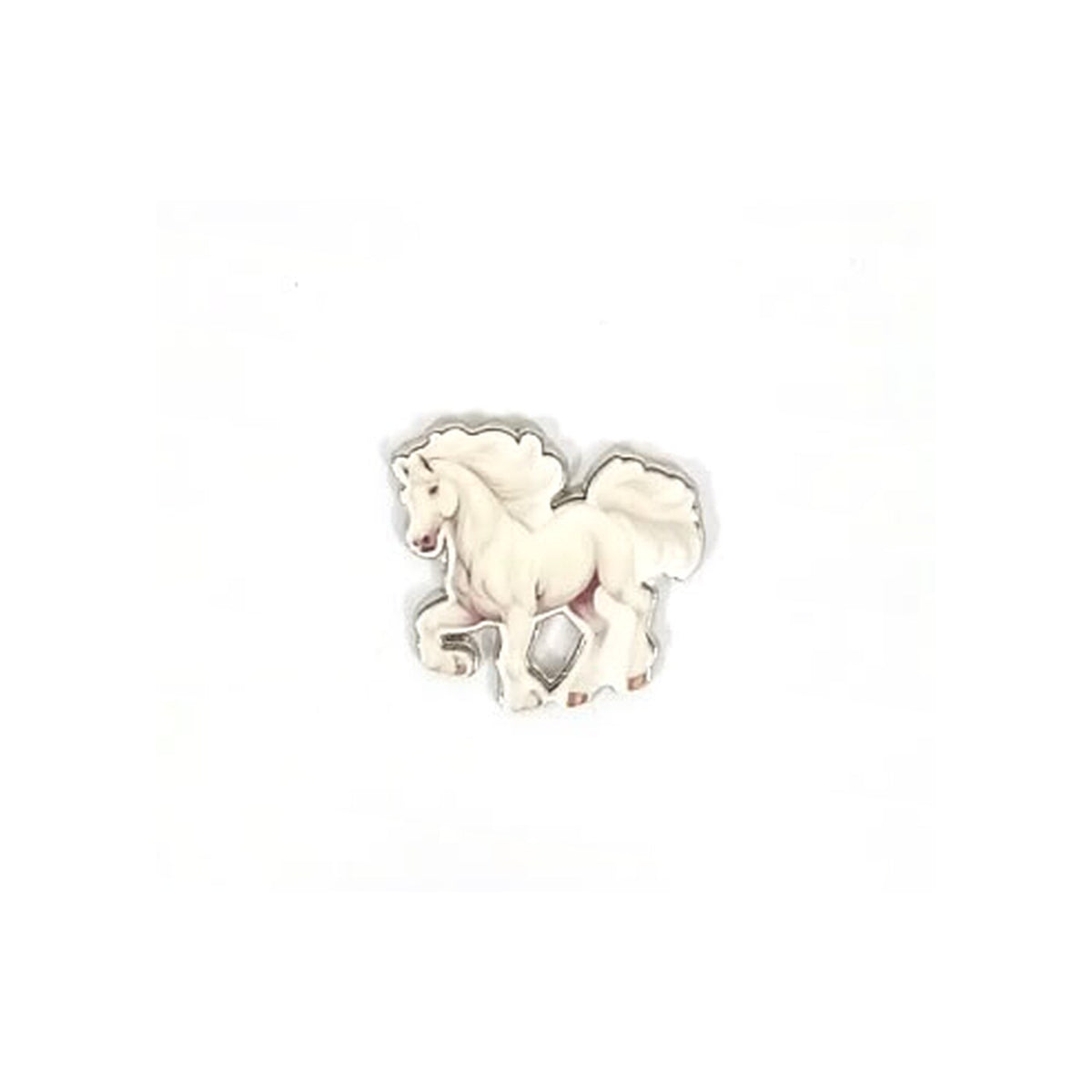 White Running Horse Metal Sticker - SKU MS-157