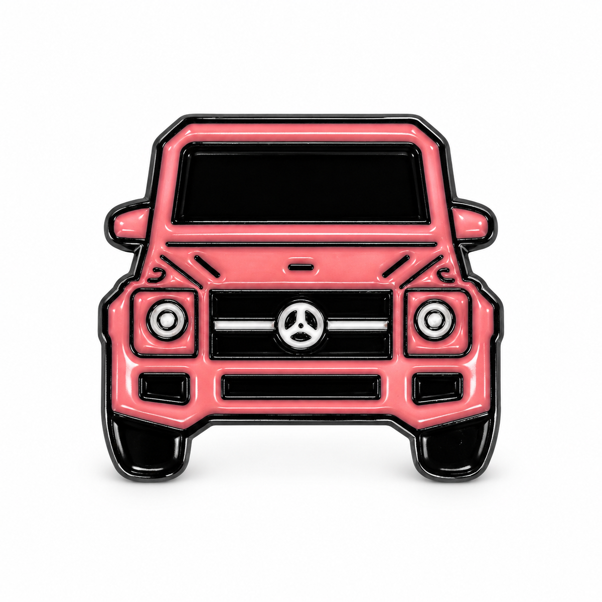 Pink Off-Road Jeep Metal Sticker on white background