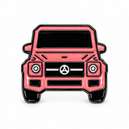 Pink Off-Road Jeep Metal Sticker on white background