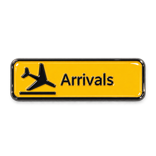 Arrivals Airport Sign Metal Sticker