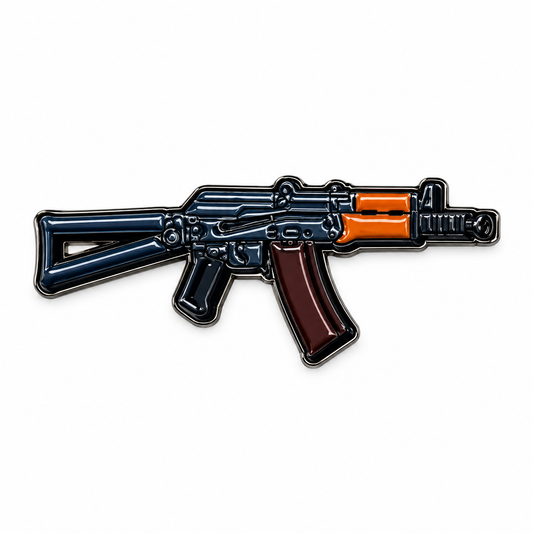 Blue Rifle Metal Sticker MS-187 on white background