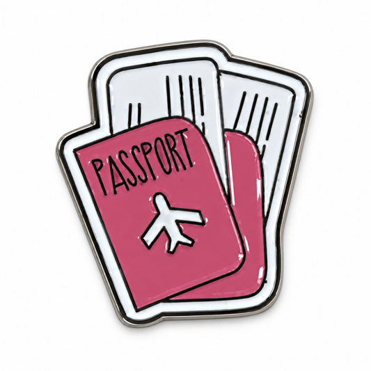 Pink Passport and Tickets Metal Sticker MS-190 on white background