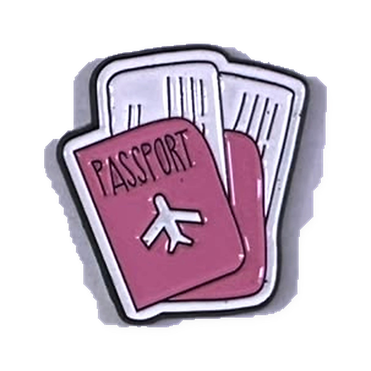 Pink Passport and Tickets Metal Sticker
