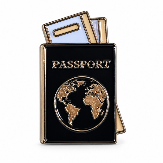 Black Passport Metal Sticker MS-200 on white background