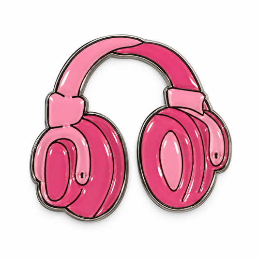 Pink Headphones Metal Sticker MS-205 on white background