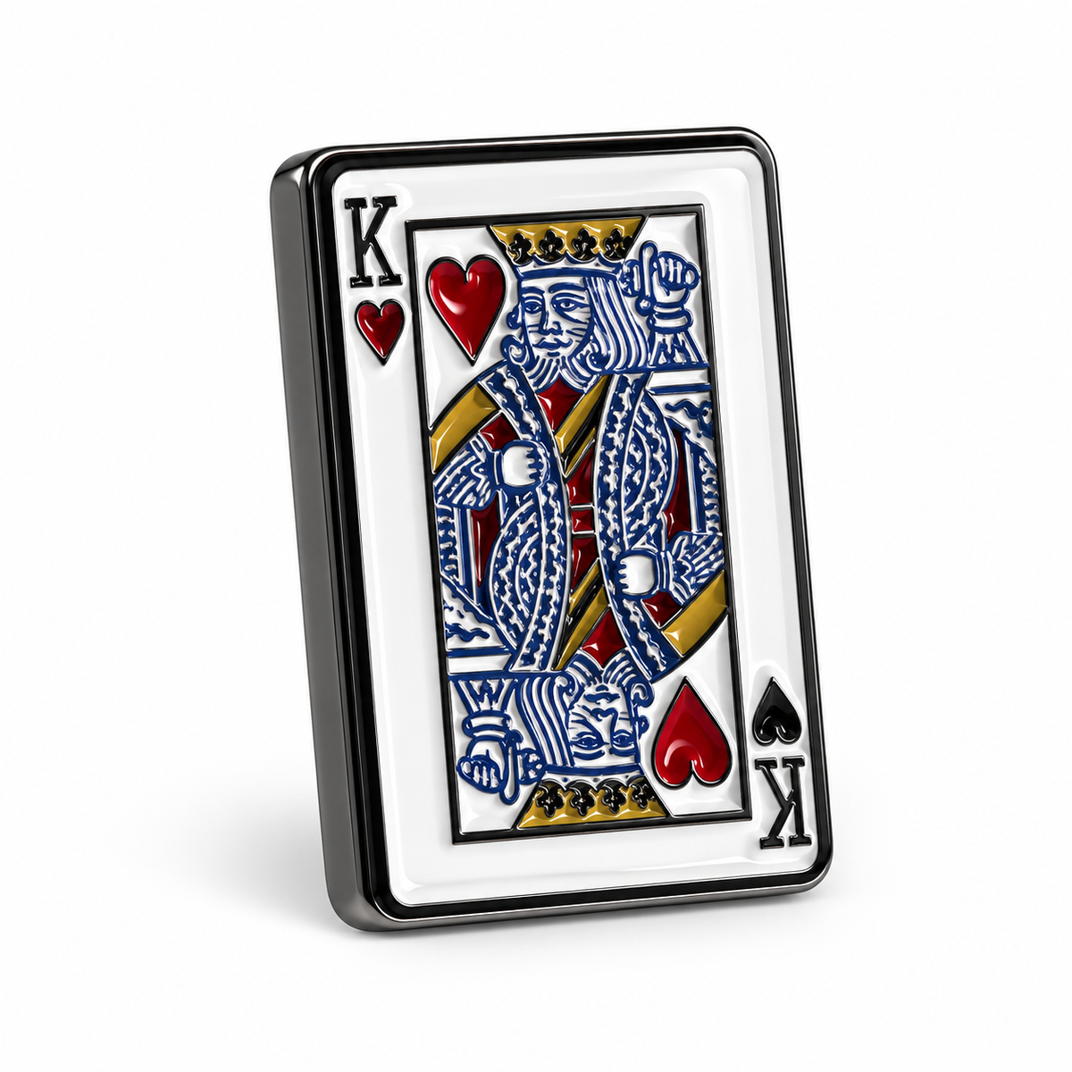 King of Hearts Card Metal Sticker on white background