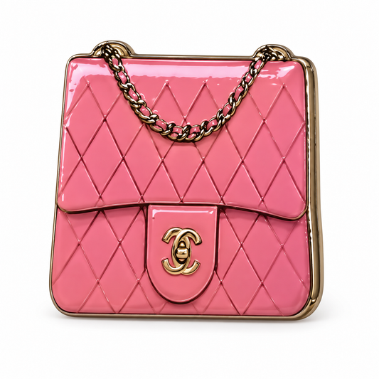 Pink Quilted Handbag Metal Sticker MS-212 on white background
