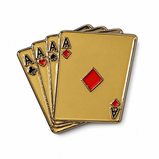 Gold Aces Playing Cards Metal Sticker MS-213 on white background