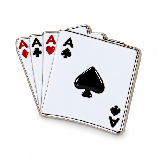 White Aces Playing Cards Metal Sticker MS-214 on white background