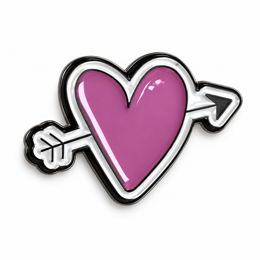Pink Arrow Heart Metal Sticker MS-219 on white background