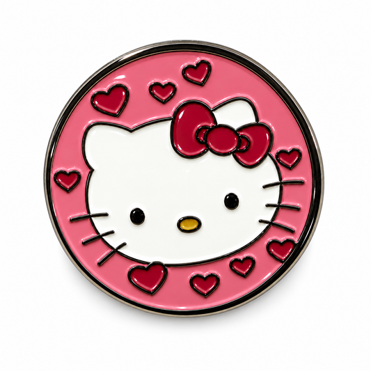 Hello Kitty Pink Heart Metal Sticker MS-221 on white background