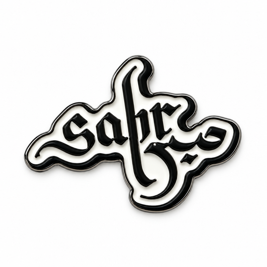 Arabic Lettering Metal Sticker on white background