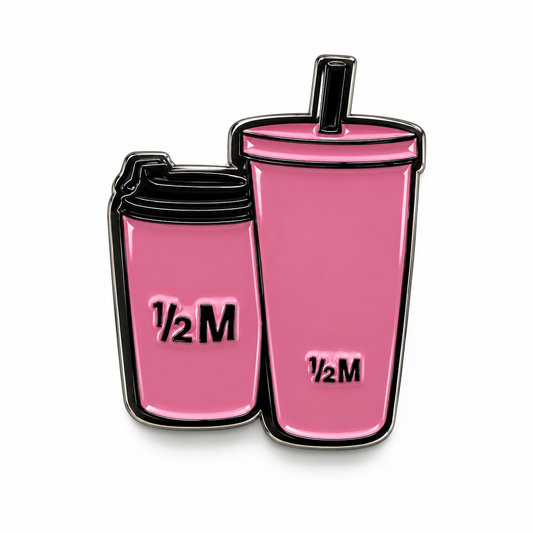 Pink 12M Tumblers Metal Sticker on white background
