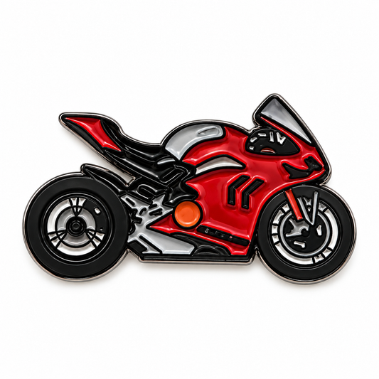 Red Sports Motorcycle Metal Sticker on white background